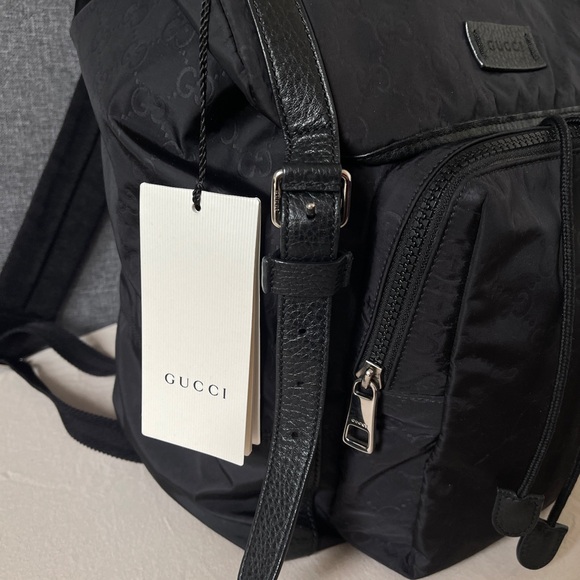 Gucci backpack in black monogram nylon canvas and leather with sivler hardware - Picture 8 of 11